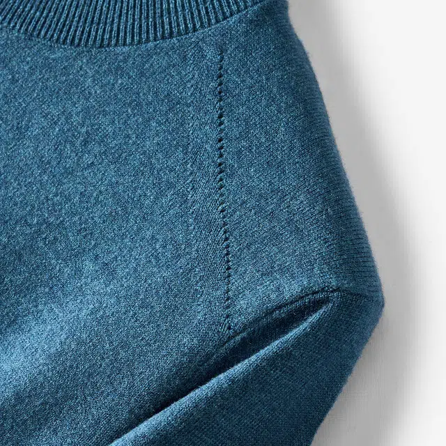 红豆 可机洗纯色圆领套头毛衣 男款 浅蓝