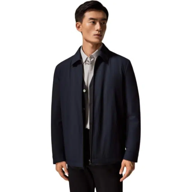 迪柯尼 商务休闲纯色翻领长袖羽绒服 男款 深宝蓝
