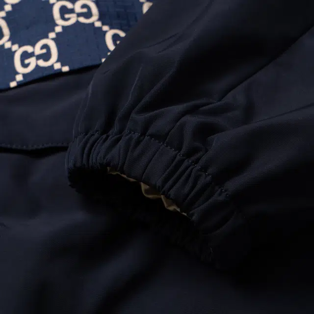 Gucci Printed Zip Hoodie Navy