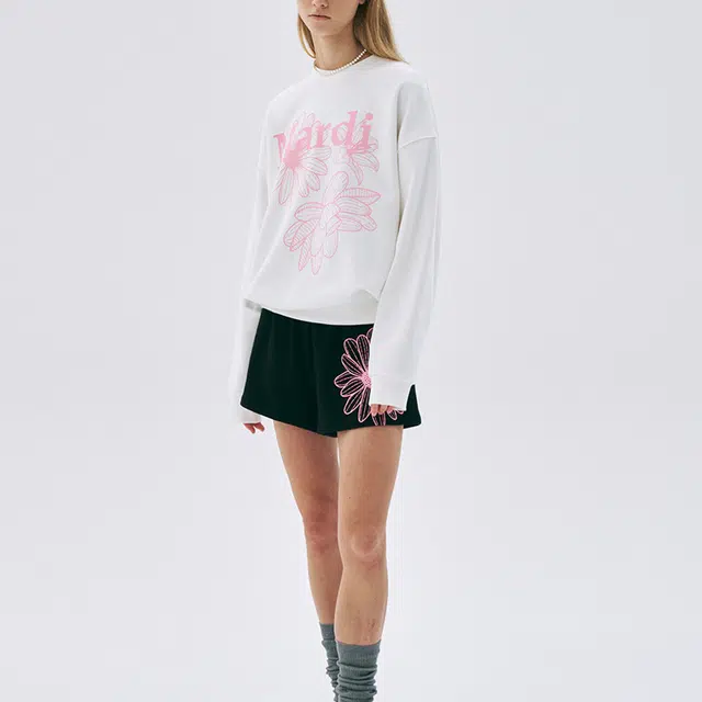 MARDI MERCREDI SS25 SWEATSHIRT TRIPLE FLOWER_WHITE PINK
