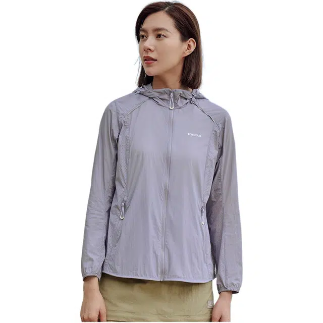 探路者 休闲透气舒适宽松 超轻透气防紫外线防晒服 女款 暮紫色