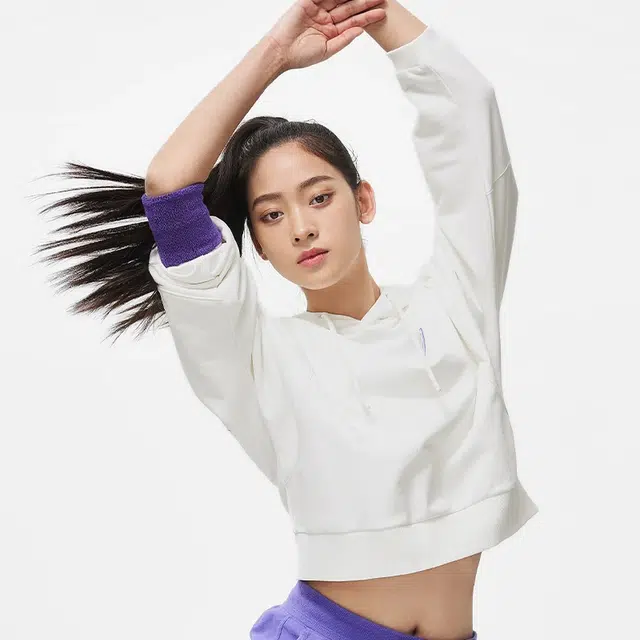 李宁 健身系列 纯色套头连帽卫衣 女款 白色