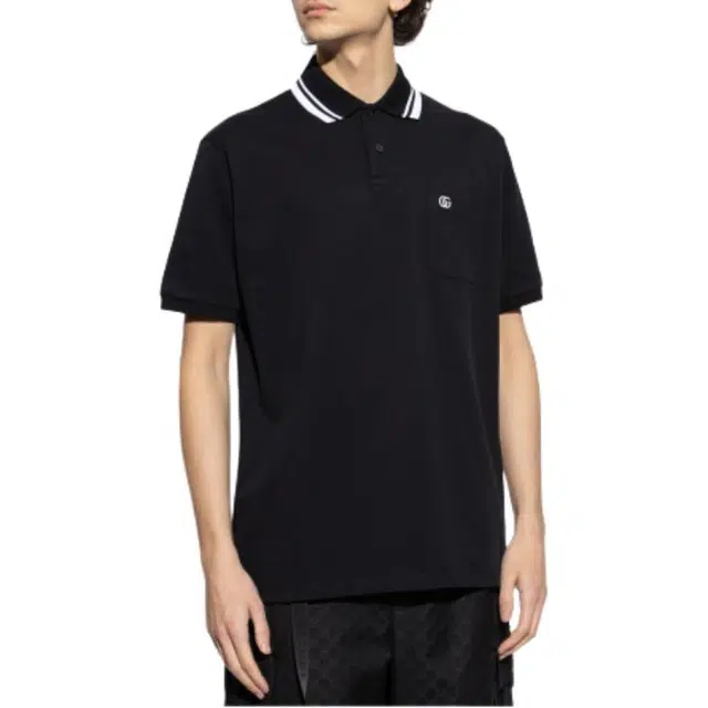GUCCI Striped Polo Shirt Black