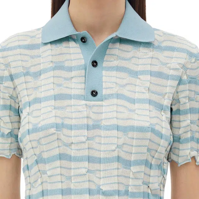Bottega Veneta Distorted Stripe Cotton Polo Polo