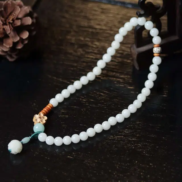 爵倾 黄杨梅花两圈款 白玉菩提 珠串 男女同款情侣款