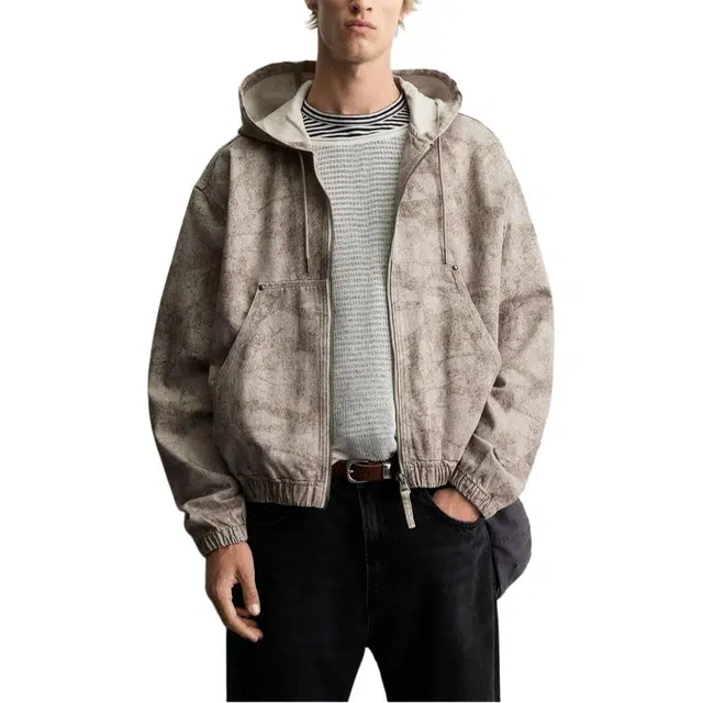 ZARA Casual Hoodie Washed Jacket