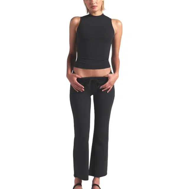 SKIMS COTTON JERSEY MOCK NECK TANK soot
