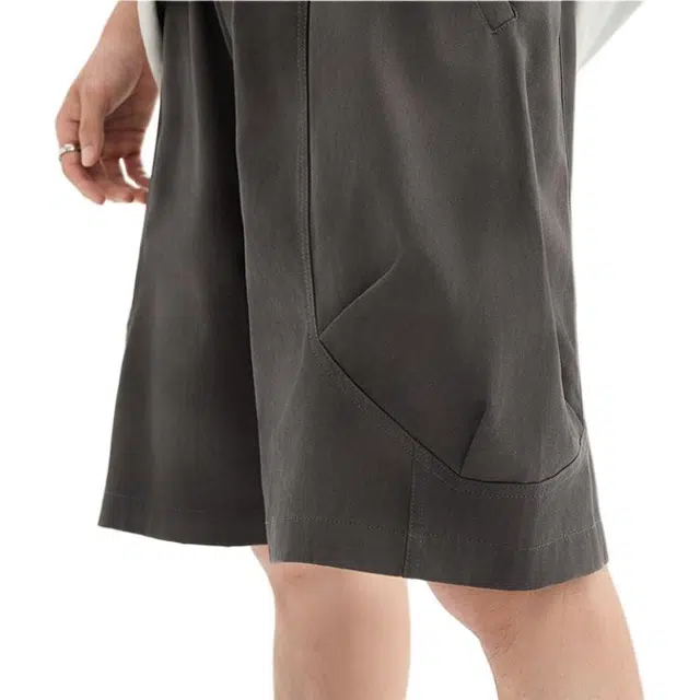 三福 脏染满版街潮宽松直筒裤中腰五分裤休闲短裤 男款