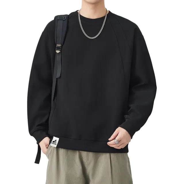 帝狼牛 基础款纯色简约美拉德落肩款宽松圆领套头卫衣 男女同款