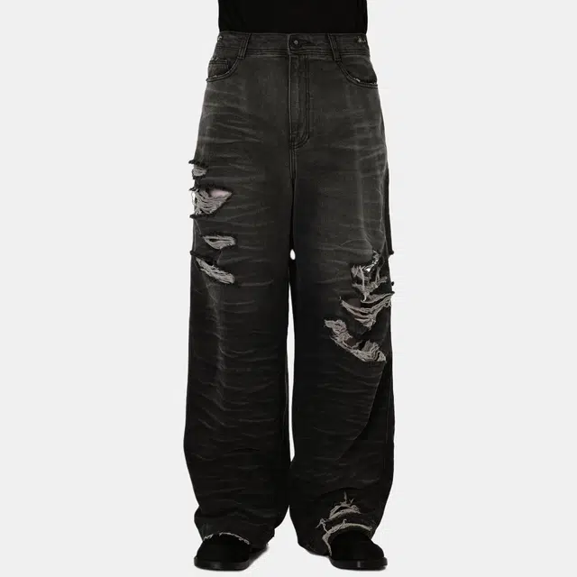 ADER ERROR FW23 Distressed Straight Jeans Black