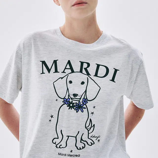 MARDI MERCREDI TSHIRT SWING THE TAIL DDANJI FLOWER NECKLACE_HEATHER PURPLE SS25 T