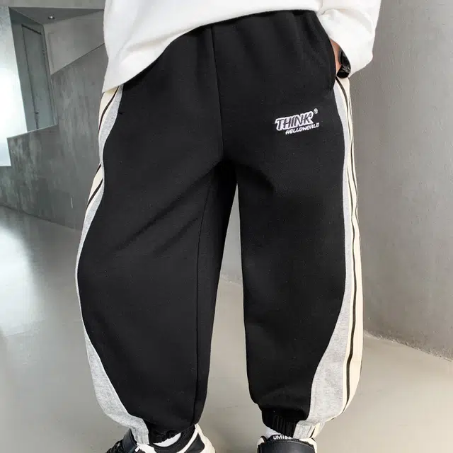左西 纯色束脚松紧中腰针织运动裤 儿童款