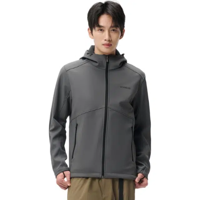探路者 连帽纯色舒适简约夹克外套 男款 铅灰