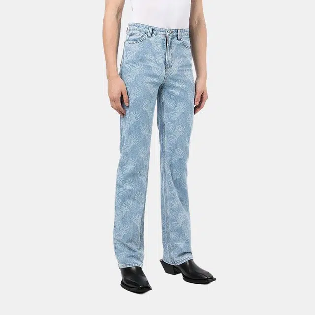 WE11DONE FW21 Paisley Print Jeans Blue