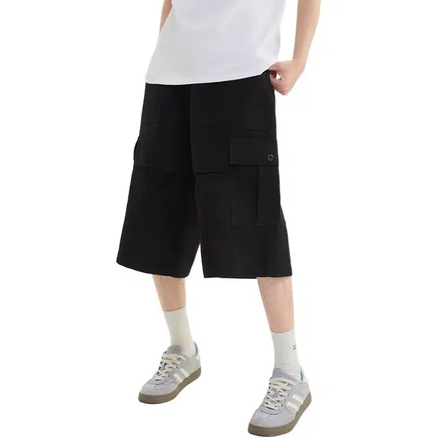 三福 夏季休闲美式直筒裤中腰七分裤工装短裤 男款