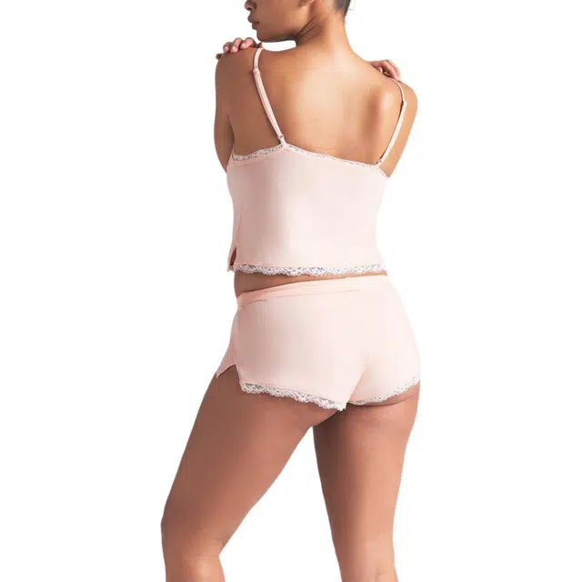 SKIMS SS25 COTTON JERSEY LACE CAMI AND SHORT SET PRIMROSE