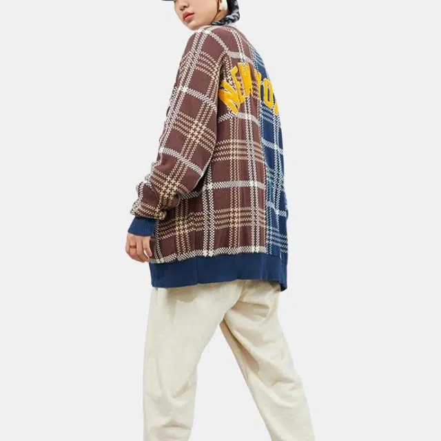 New Era Cardigan Brown Navy