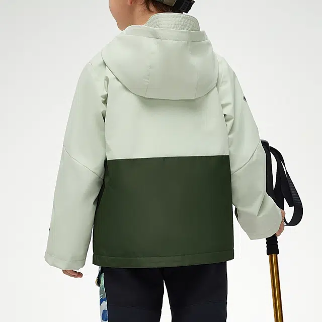 儿童款 安踏儿童 拼色字母拉链加绒户外防风夹克外套 仙芽绿