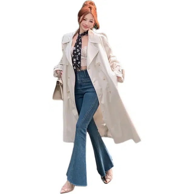 思蓓儿 高级感宽松英伦气质秋季廓形中长款大衣 女款