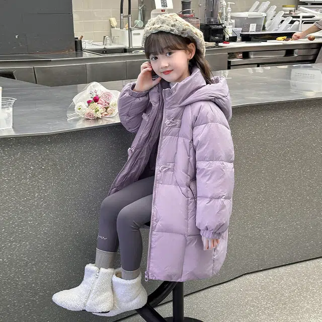 雅鹿 纯色连帽休闲棉衣 紫色 青少年