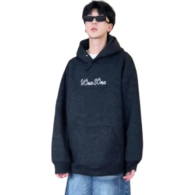颂希尔 美式潮牌字母刺绣连帽男秋季宽松重磅硬挺帽衫外套卫衣 男女同款