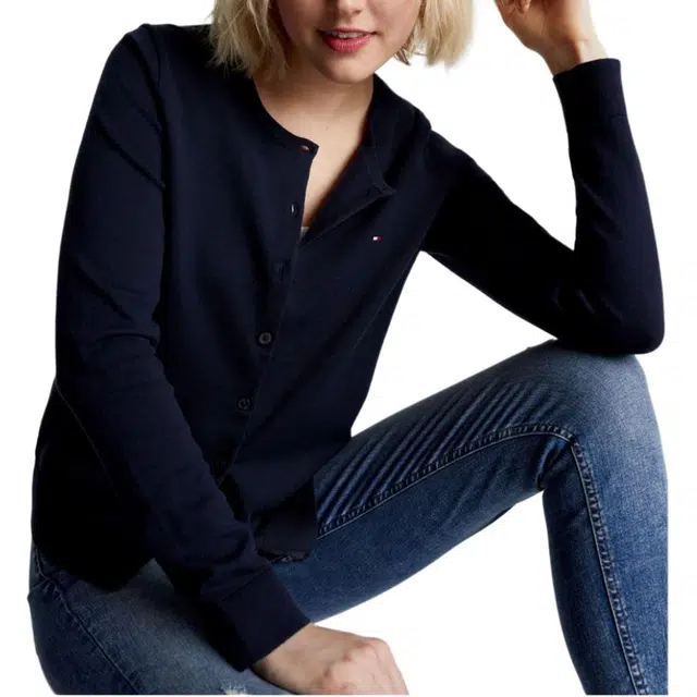 Tommy Hilfiger Solid Button-Up Cardigan Sweaters Desert Sky