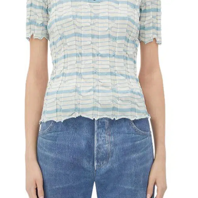 Bottega Veneta Distorted Stripe Cotton Polo Polo