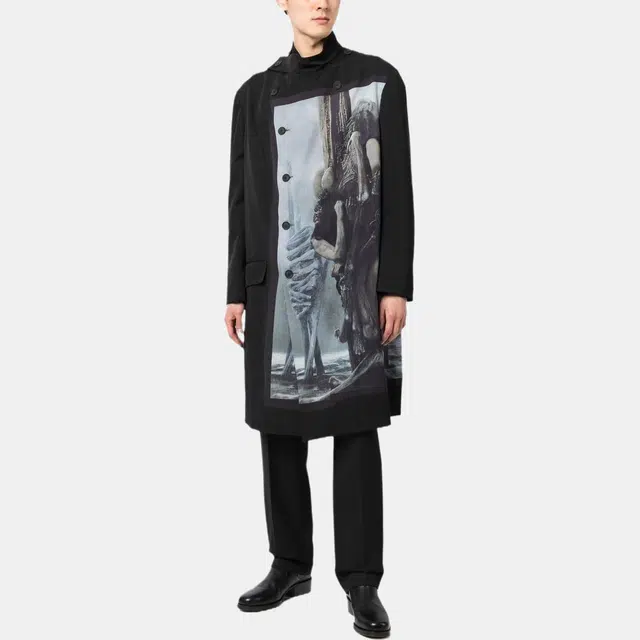 Yohji Yamamoto FW22 Asymmetric Long Jacket Black
