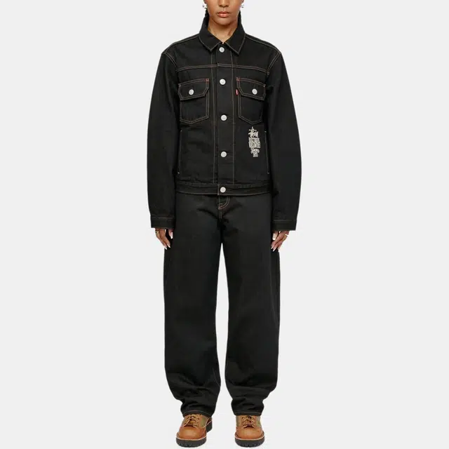 Stussy x Levi's SS24 Logo Embroidered Trucker Jacket Black