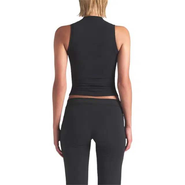 SKIMS COTTON JERSEY MOCK NECK TANK soot