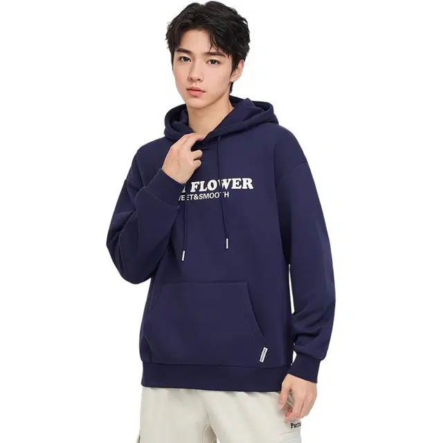 三福 字母情侣宽松连帽套头长袖卫衣 男款