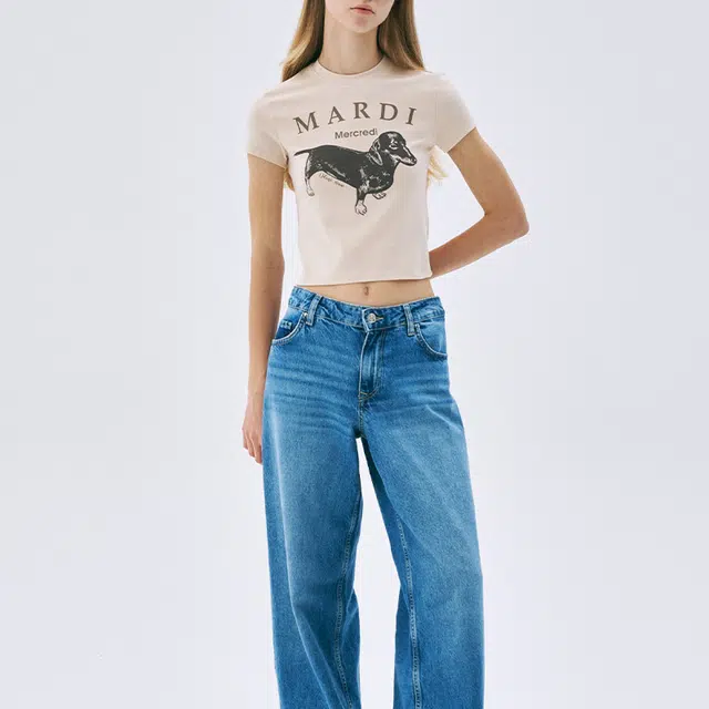 MARDI MERCREDI CROPPED TSHIRT DDANJI_BEIGE TAUPE SS25T