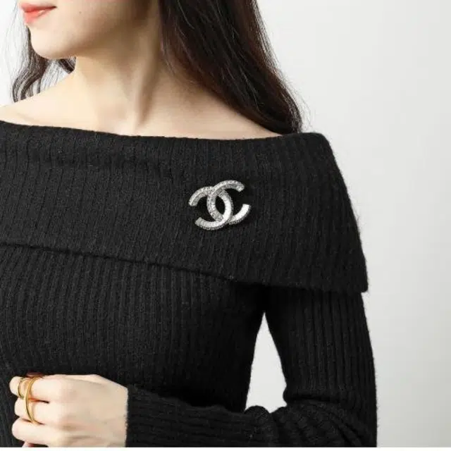 Chanel Classic Double C Brooch Silver
