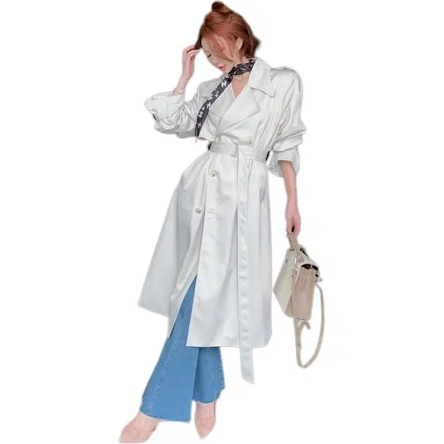 思蓓儿 高级感宽松英伦气质秋季廓形中长款大衣 女款