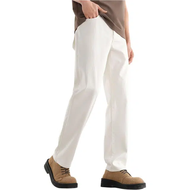 太平鸟 水洗直筒中腰长裤牛仔裤 男款