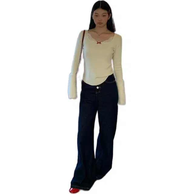 木清清 慵懒风套头复古松弛感高级感软糯针织衫 女款 杏色