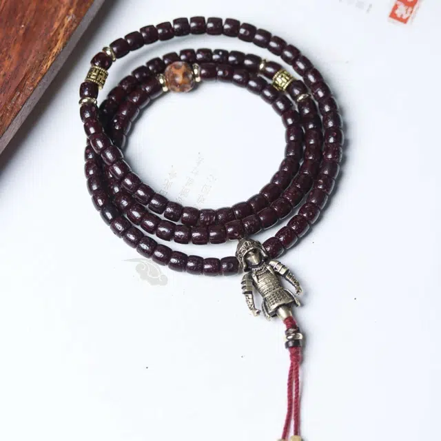 爵倾 直切朱砂供大黑合金黑武士黑金无相隔片椰壳隔片 星月菩提 珠串 男女同款情侣款