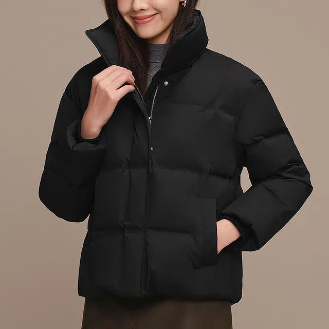 波司登 商务优雅翻领压胶短款拉链羽绒服 女款