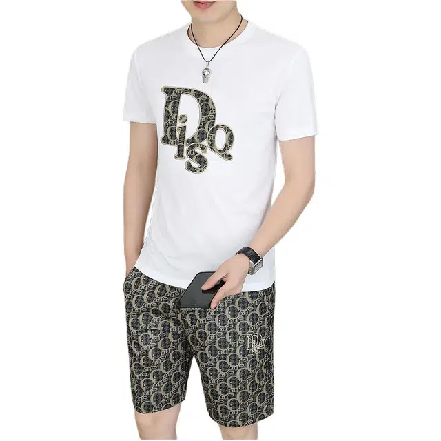 大白鲨 冰丝欧货轻奢短袖五分裤休闲运动套装 男款