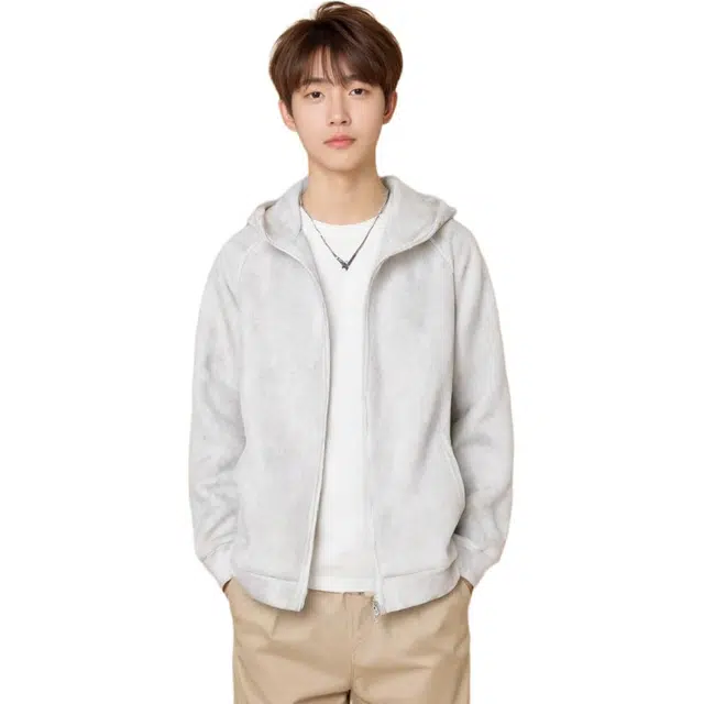 华夏儿女 扎染罗纹拼接运动修身夹克 男女同款