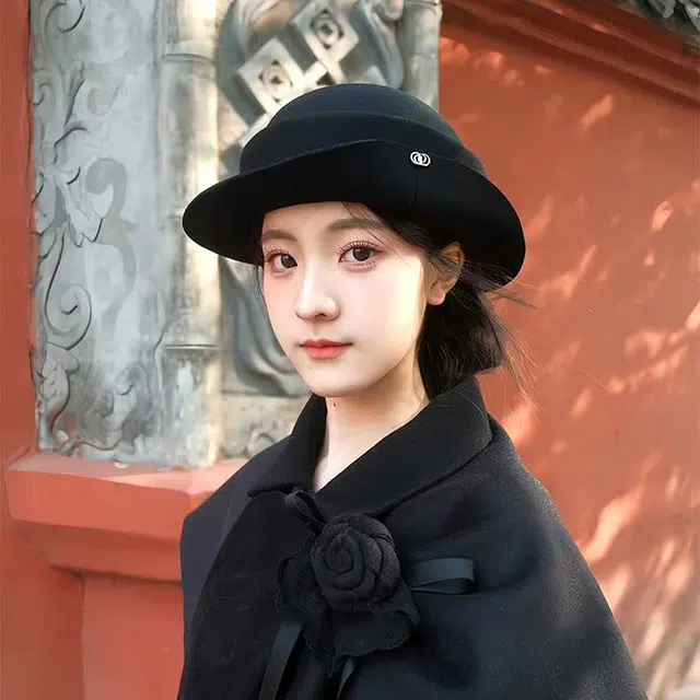 【轻奢高品质~千金风】 攸委 英伦复古卷边礼帽女秋冬季显脸小名媛赫本风气质优雅帽子 羊毛 文艺高级感法式渔夫帽盆帽贝雷帽 女款