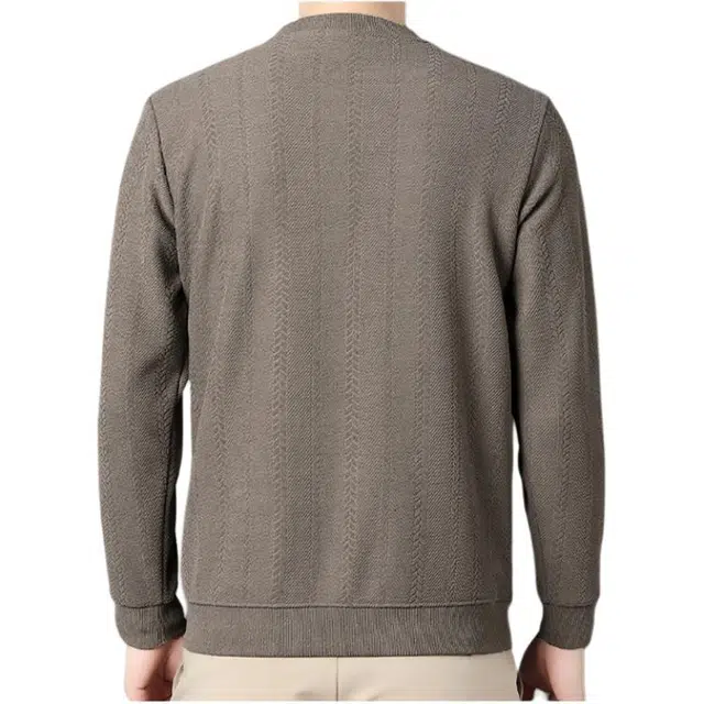 老爷车 秋冬加绒加厚含绵羊毛桑蚕丝麦穗纹提花圆领卫衣 男款