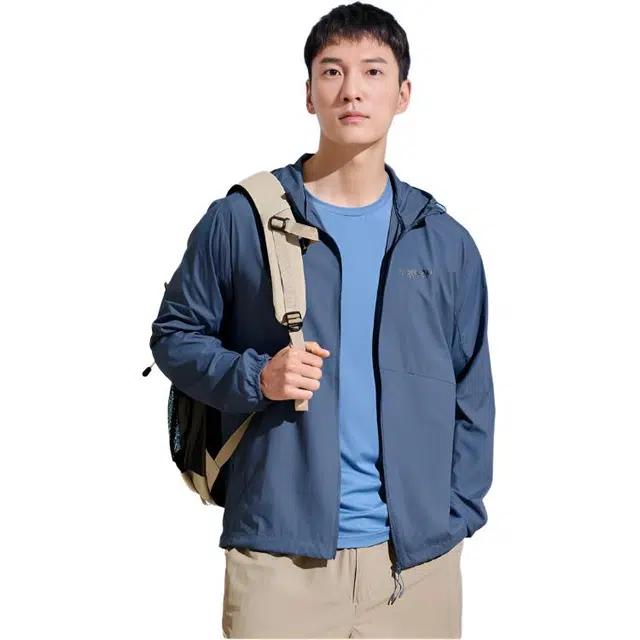 探路者 舒适透气防紫外线防泼水防晒服 男款 沥青蓝