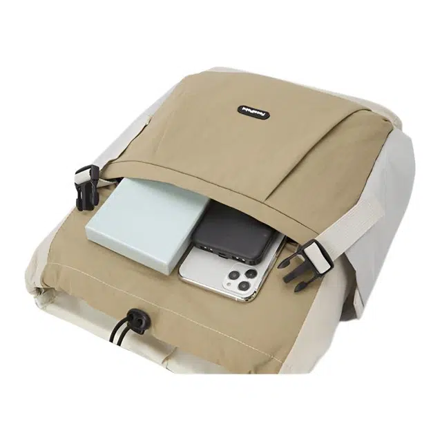 森马 大容量旅行电脑背包轻便日系学生 织物 双肩包 大号 男女同款情侣款 浅卡其/黑色