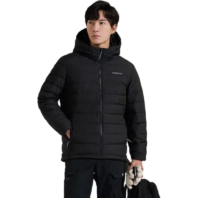 探路者 舒适透气保暖防风羽绒服 男款 黑色