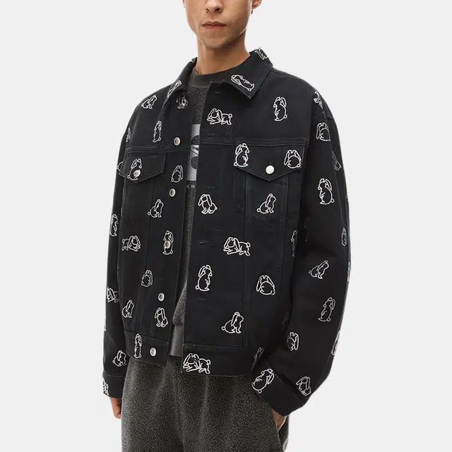 Alexander Wang Crystal Rabbit Denim Jacket Black