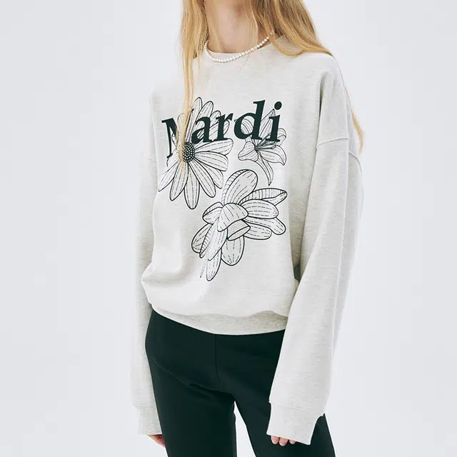 MARDI MERCREDI SS25 SWEATSHIRT TRIPLE FLOWER_OATMEAL BLACK