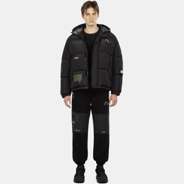 EVISU Hooded Down Jacket Black
