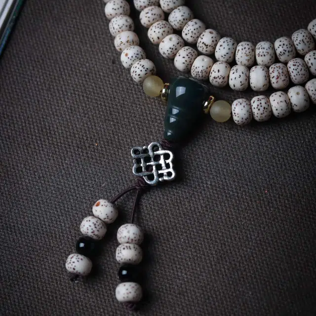 爵倾 中国结款 搭配金沙夜光琉璃腰珠 阿拉善三通 中国结羊角珠配饰 星月菩提 珠串 男女同款情侣款
