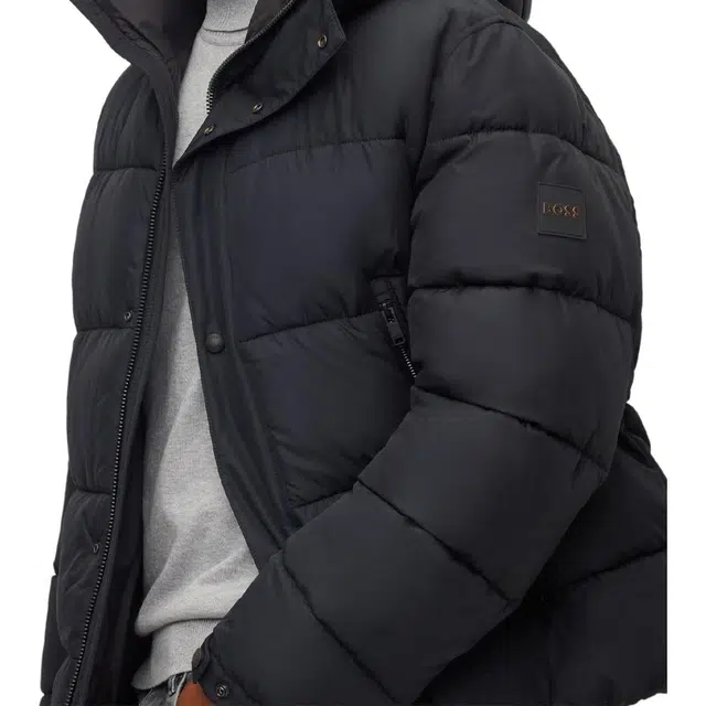 HUGO BOSS Water-Repellent Hooded Puffer Jacket With Logo Badge